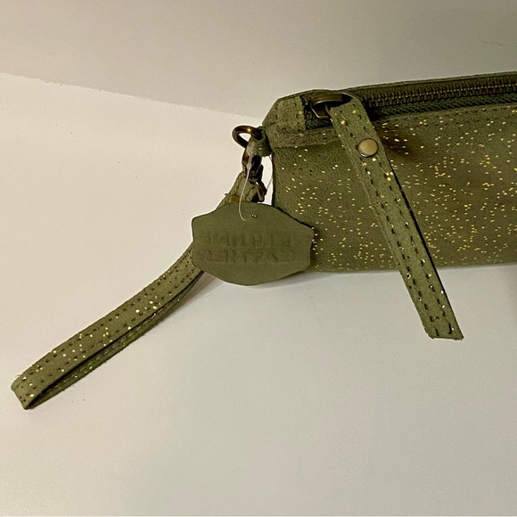 Olive Green & Gold Microsuede Leather Wristlet Convertible Inside Pocket BNWT - Picture 7 of 16